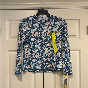 NWT Roxy Blue and Orange Long Sleeve Tee Rashguard